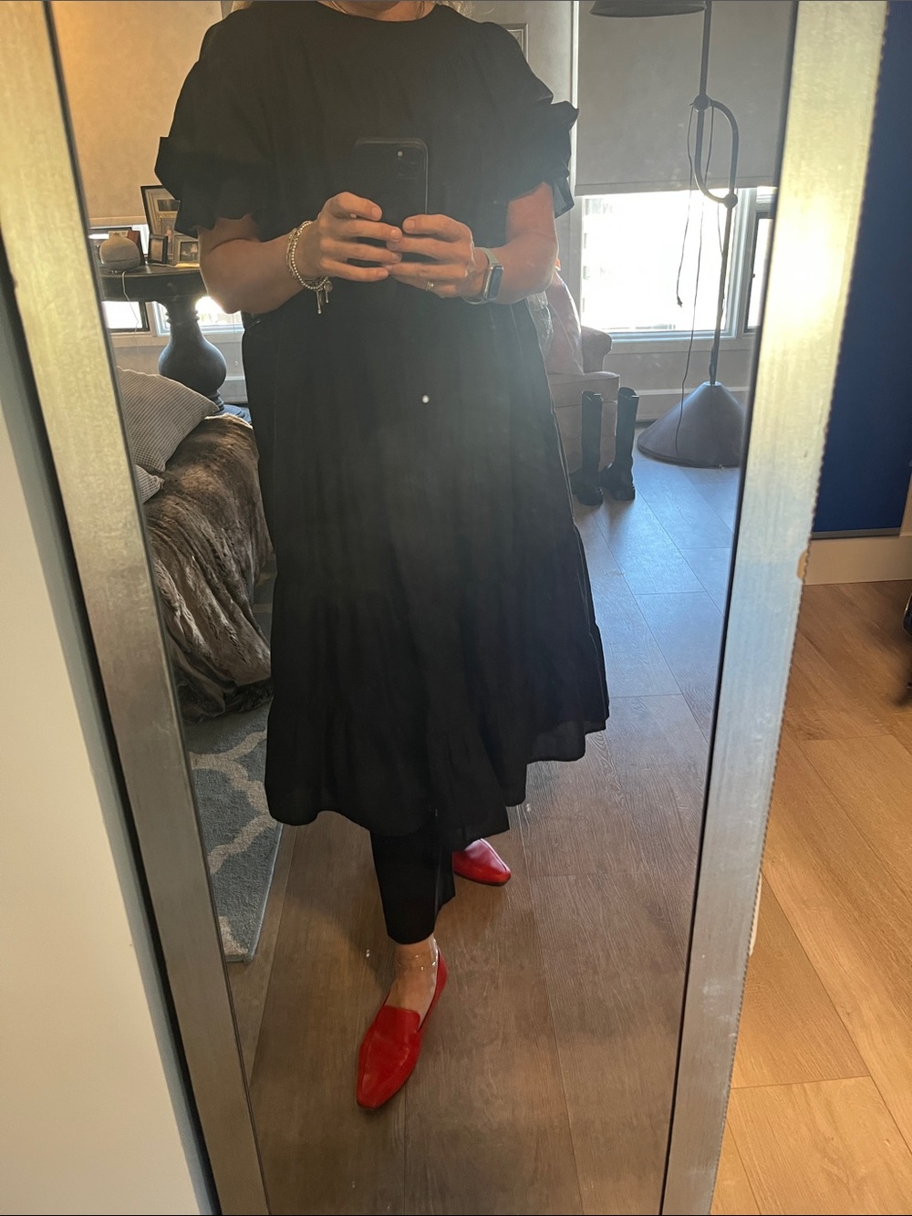 PARADIS DRESS Black Tiered Midi Dress